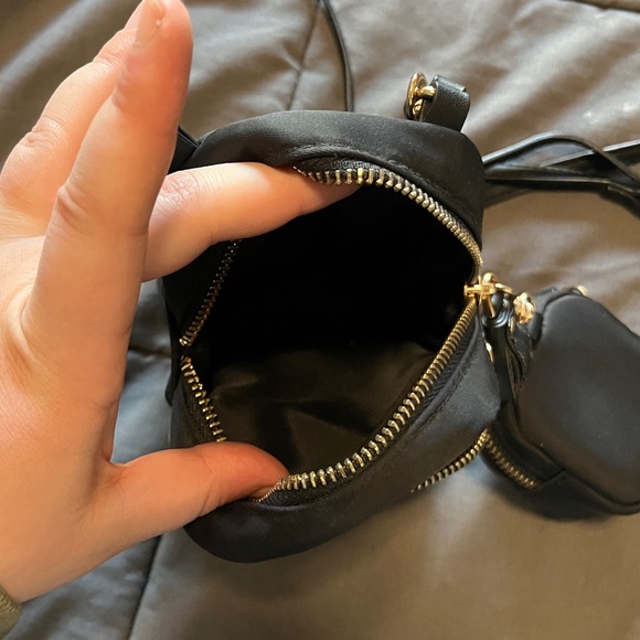 Rownyeon nylon black compact crossbody bag with attached pouch - Picture 10 of 11